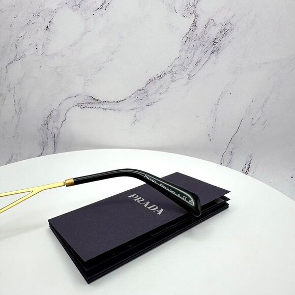 PRADA Sunglasses Gold Metal Square Triangle Black Logo Made in Italy Authentic - Picture 9 of 16